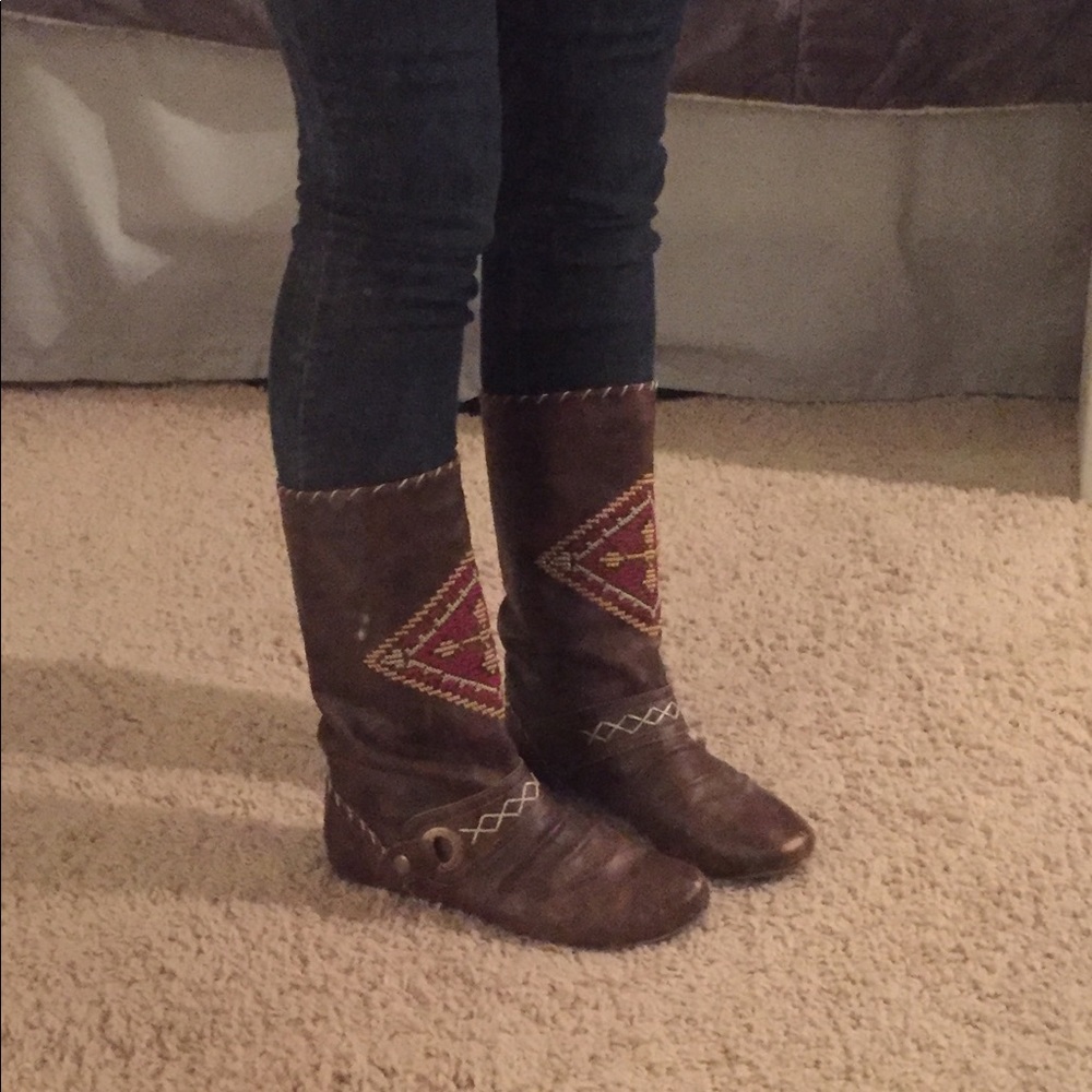Brown Aztec Leather Boots